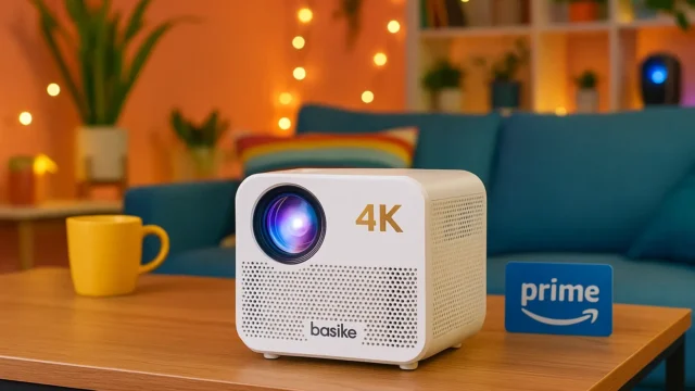 Basike Mini Projetor 4K com 10% OFF e entrega rápida Prime na Amazon
