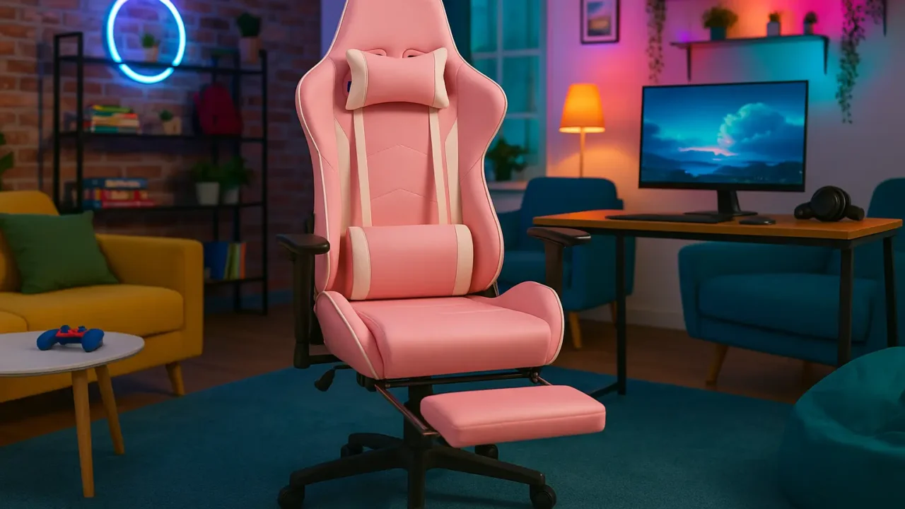 3 Cadeira Gamer Stillus Ergonômica Com Apoio Para Os Pés - Rosa para aventuras em 2025