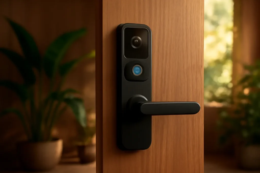 Tela infinita: 3 Fechaduras Eletrônico Digital Biométrica Com Câmera Wifi, Controle do App Tuya com display premium