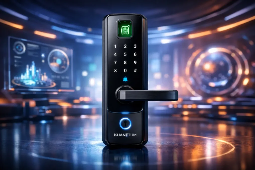 Melhor Fechadura Eletronica Digital Biométrica Smart Inteligente Kuanttum Kappa