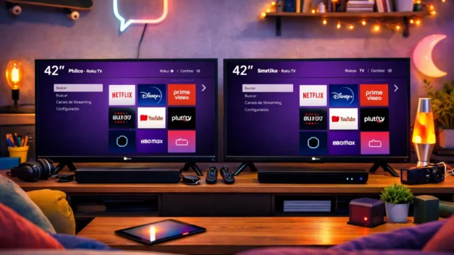 Smart TV 42” Philco PTV42G6FR2CPF Roku TV LED Dolby Áudio vs Smart TV 42” Britânia Roku TV Dolby Audio: Qual oferece mais recursos?