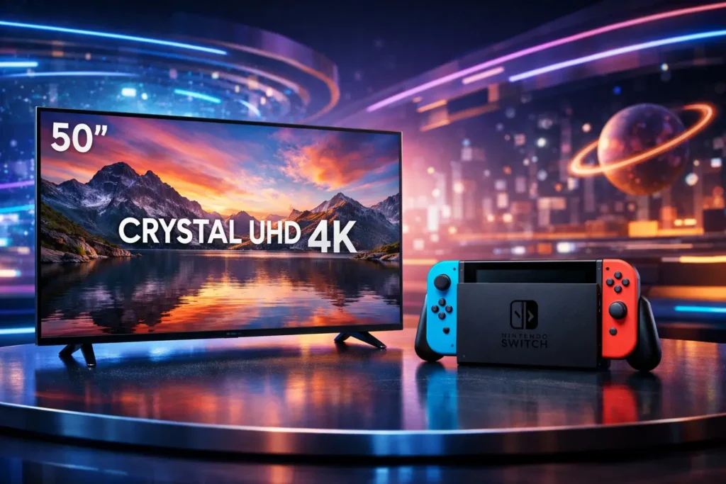 Samsung Smart TV 50" Crystal UHD 4K U8100F vs Nintendo Switch: Qual é a melhor escolha para sua sala?