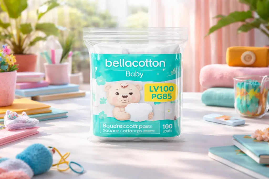 6 melhores algodões quadrados Bellacotton para higiene infantil