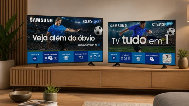 TVs Samsung 55" 4K: 3 opções para streaming, jogos e uso diário