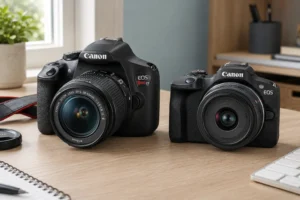 Canon T7 ou R100: sistema de lentes ou modelo mais recente?