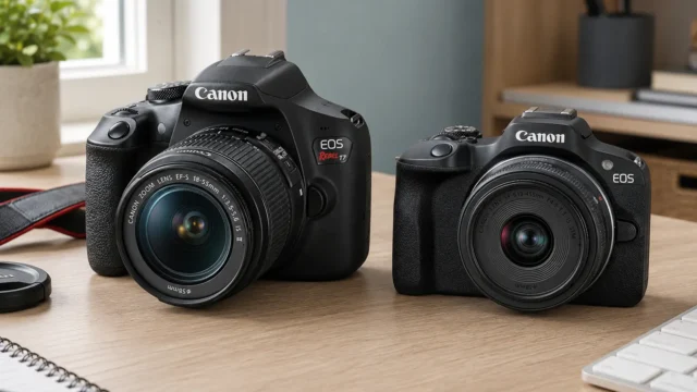 Canon T7 ou R100: sistema de lentes ou modelo mais recente?