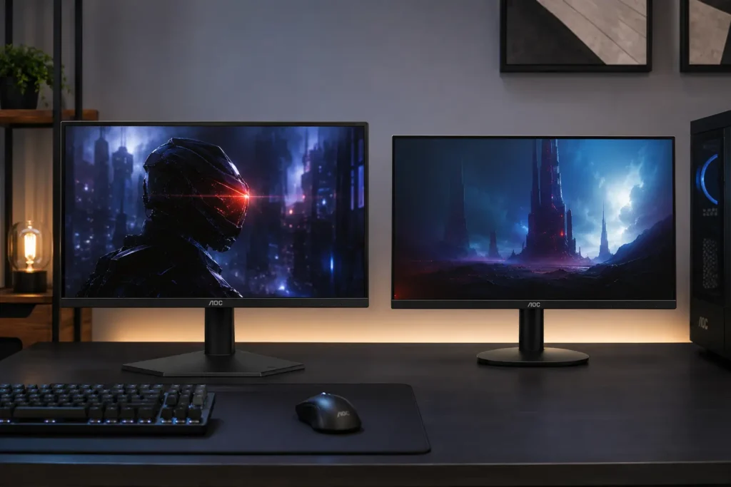 AOC 24G50F vs 27B35H: tela menor e mais rápida ou maior e mais imersivo?