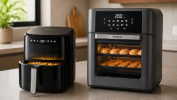 Air fryer de 5L serve para dois; a oven de 12L muda o que dá para assar