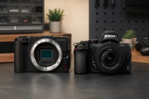 Canon EOS R50 V ou Nikon Z50: criação em vídeo ou kit com lente