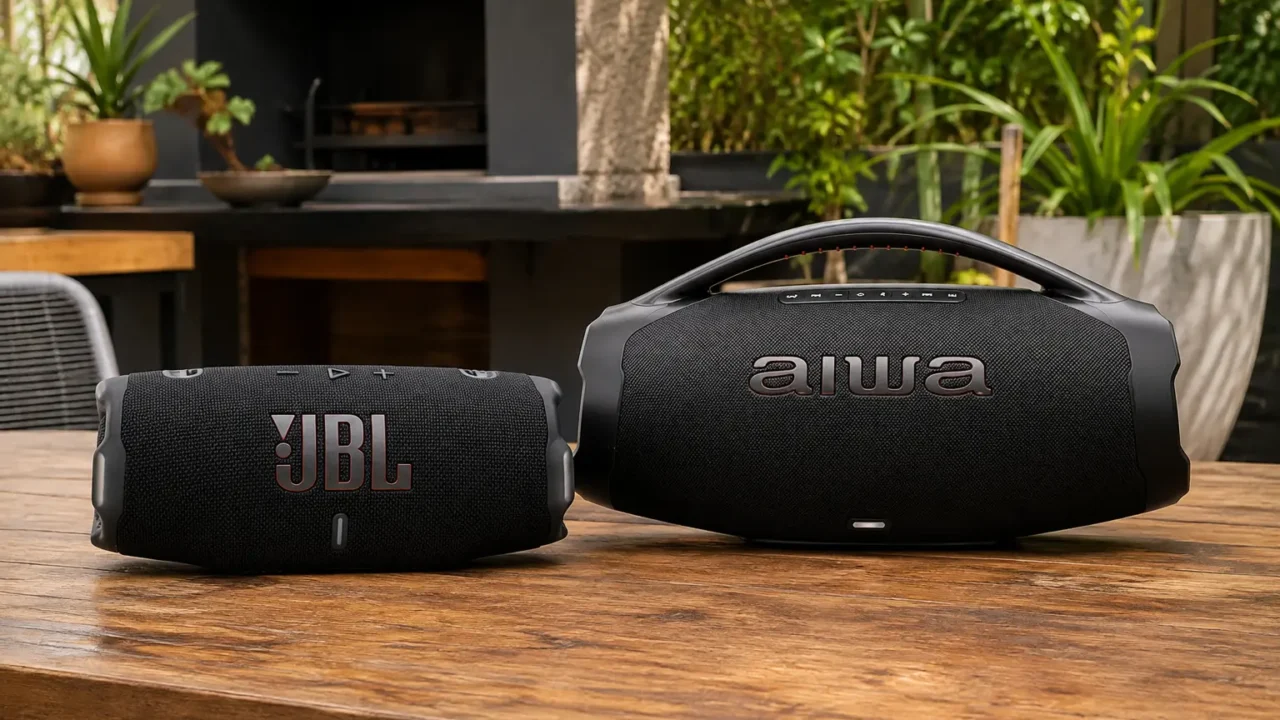 JBL Charge 6 e Aiwa BBS-01-B seguem propostas diferentes