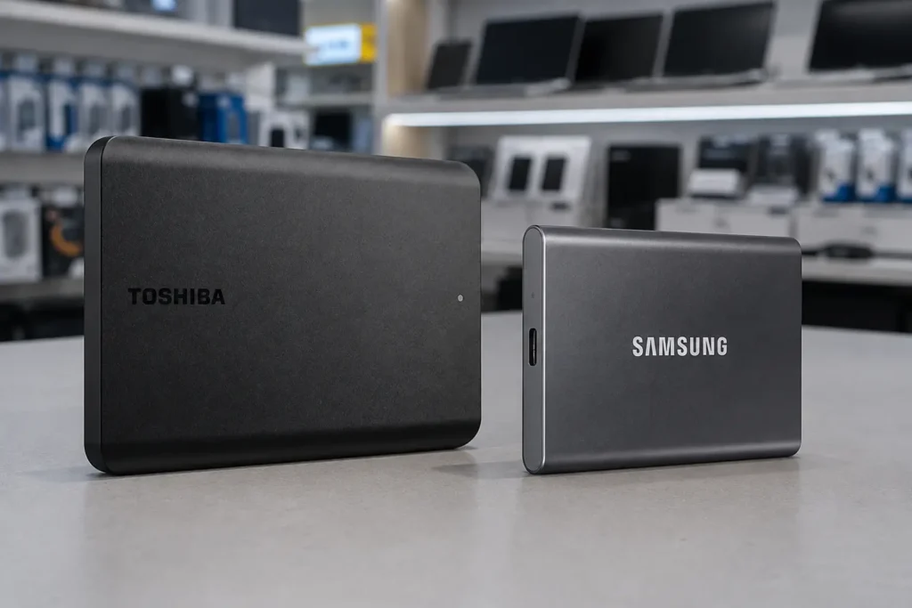 Toshiba Canvio Basics ou Samsung T7: 1TB, mas propostas bem diferentes