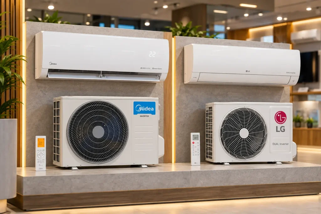 Midea 12.000 ou LG 9.000: capacidade e ciclo mudam o uso diário
