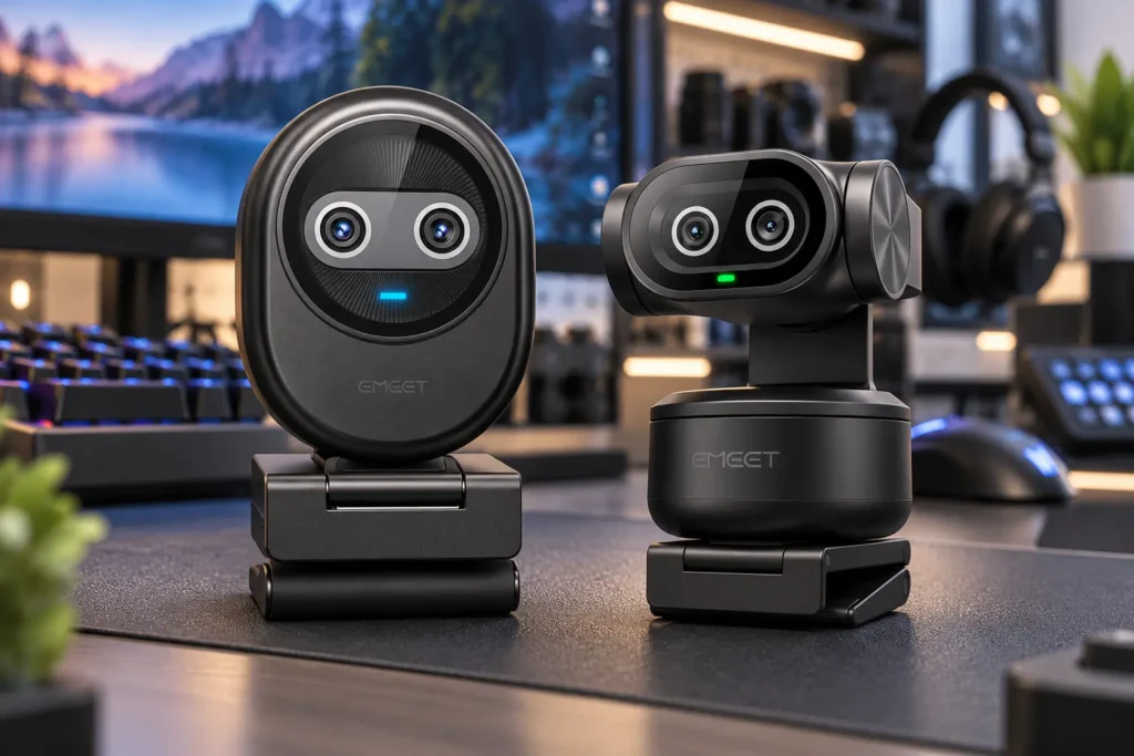 EMEET PIXY ou Piko 4K: PTZ muda o enquadramento em movimento
