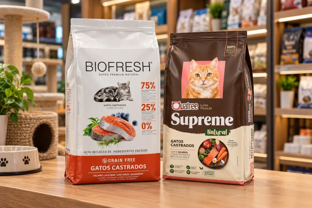 Biofresh 7,5 kg ou Quatree 10,1 kg: embalagem e benefícios descritos
